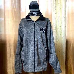 Men's Raiders jacket size L with beanie